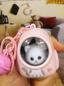 1 個可愛泰迪熊形狀背包燈鑰匙扣,卡通氛圍燈光禮物,適合手機、鑰匙、包袋 - 粉色 - 查看 4