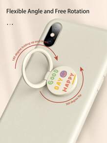 1pc Cat Shaped Mobile Phone Holder With Ring, Durable Back Glue Sticker, Strong & Cute & Personalized Back Ring Buckle - White - View 5