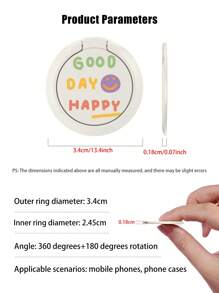 1pc Cat Shaped Mobile Phone Holder With Ring, Durable Back Glue Sticker, Strong & Cute & Personalized Back Ring Buckle - White - View 8