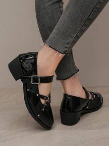 Women's Black Simple, Comfortable, Fashionable & Elegant High-Heeled Shoes - Black - View 7