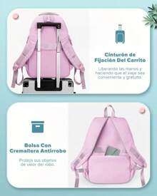 Mochila Escolar Viaje Bolsa P/ Laptop 15.6 Inch Iforu 30l - Rosa Pálido - Ver 8