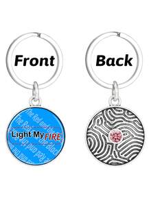 1入組裝男士創意鋅合金時尚雙面玻璃鑰匙扣,閃爍的紫色水晶&30mm玻璃貼紙,是禮物的理想選擇,適用於情人節的禮物,聖誕節的禮物 - 淡紫色 - 查看 6