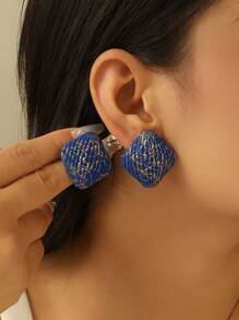 1只女士多色方形鐵線耳環 - 彩色 - 查看 1