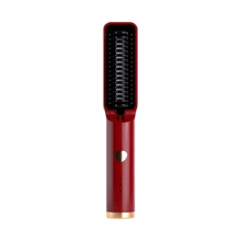 Cordless Hair Straightener Usb Travel Portable Charging Dual-Use Ceramic Straightening Comb - Red - View 5