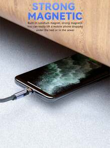 磁力充電線,540°旋轉磁動手機充電線,90°角接頭,2.4a尼龍編織快速充電線,適用於iphone 15 Samsung Galaxy S23/s22/s8 S9 S10 Note 9 Note 10, V30 V40 V50, Moto G8 G7,type C / Micro Usb磁頭連接器 - 紅色 - 查看 6