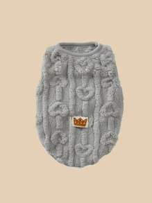 HOLAPET 1 szt Ciepły polar Bluza dla zwierząt Z Nadruk w serca , Odpowiedni Dla Mały & Średni Psy & Koty , Zima