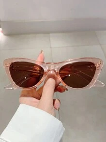 2024新款时尚多色超大猫眼女士眼镜，复古风格撞色框架装饰眼镜 - 棕色 - 查看 1