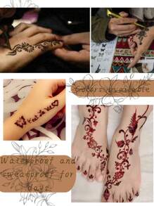 1pc Cone Shaped Body Art Henna Tattoo Paste - Pink - View 3
