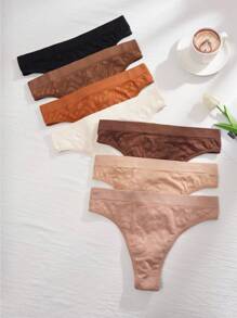 7pcs/Set Women's Sexy High Waist Thong - Black - View 11