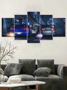 5入組現代時尚奢華跑車主題客廳/臥室裝飾畫 - 彩色 - 查看 2