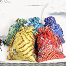 Green Wave Pattern Drawstring Jewelry Pouch, Walnut Bag, Wrap Bag For Prayer Beads - Green - View 5