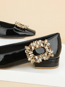 2 件/套方形水鑽水晶鞋夾,2 向可穿戴和可拆卸 Diy 鞋裝飾品,適合婚禮、時尚和日常鞋履 - 香檳色 - 查看 4