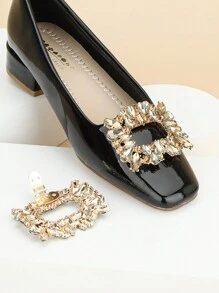 2 件/套方形水鑽水晶鞋夾,2 向可穿戴和可拆卸 Diy 鞋裝飾品,適合婚禮、時尚和日常鞋履 - 香檳色 - 查看 6