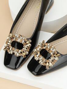 2 件/套方形水鑽水晶鞋夾,2 向可穿戴和可拆卸 Diy 鞋裝飾品,適合婚禮、時尚和日常鞋履 - 香檳色 - 查看 3