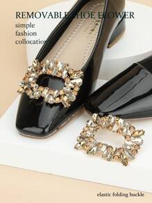 2 件/套方形水鑽水晶鞋夾,2 向可穿戴和可拆卸 Diy 鞋裝飾品,適合婚禮、時尚和日常鞋履 - 香檳色 - 查看 1