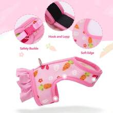 Pet Chest And Back Set, Rabbit Harness And Leash For Walking Escape Proof, Breathable Bunny Vest Harness - Pink - View 4