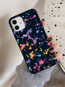 1pc Ink-Blocked Frosted Phone Case With Hanging Rope, Anti-Fall Protector, Compatible With IPhone - Multicolor - View 2