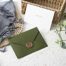 生日賀卡信封套裝、情人節手寫卡信封套裝、新年賀卡信封套裝,1封信封 + 1張賀卡 + 1個印章,happy New Year Card/love You Card/happy Birthday Card/best Wishes Card/think You Card/good Luck Card - 橄欖綠 - 查看 2