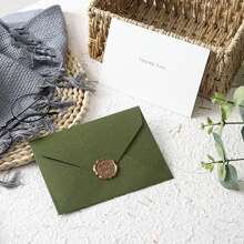 生日賀卡信封套裝、情人節手寫卡信封套裝、新年賀卡信封套裝,1封信封 + 1張賀卡 + 1個印章,happy New Year Card/love You Card/happy Birthday Card/best Wishes Card/think You Card/good Luck Card - 橄欖綠 - 查看 5