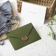 生日賀卡信封套裝、情人節手寫卡信封套裝、新年賀卡信封套裝,1封信封 + 1張賀卡 + 1個印章,happy New Year Card/love You Card/happy Birthday Card/best Wishes Card/think You Card/good Luck Card - 橄欖綠 - 查看 4