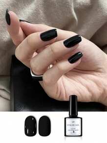 1 Bottle 10ml Black Gel Nail Polish, French Manicure Nail Polish, Y2K Nails, Nail Gel, Removable UV Gel Nail Polish, Nail Salon DIY Manicure Set, Black Nail Polish, Halloween Nails, Removable UV Gel Nail Polish Set, Christmas Manicure Gift, For Women - Black - View 9