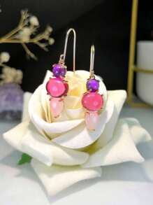 1pair Fashionable Elegant Colorful Resin Teardrop Earrings (Suitable For Women's Daily Wear) - Multicolor - View 14
