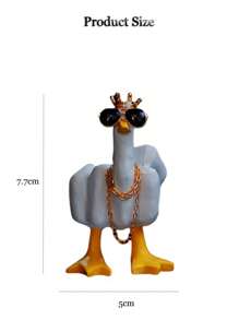 Interesting Middle Finger Duck Shaped Car Dashboard Ornament With Sunglasses And Chain, Car Interior Decorative Accessory