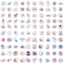 100入組星空貼紙,配有太陽系彩色卡通宇宙行星設計以裝飾手機,每個貼紙的尺寸為3-5cm - 淡紫色 - 查看 3