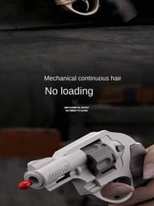 Mechanical Semi-Auto Soft Bullet Revolver Toy Handgun Model With Automatic Shell Ejection - Blue - View 5