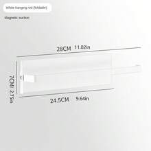 1入時尚耐用的不鏽鋼冰箱磁吸毛巾條,適用於浴室－易於安裝的掛牆毛巾架帶有卷紙掛勾－完美的浴室配件 - 白色 - 查看 3