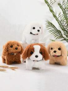 1pc Multicolor Cartoon Plush Electric Dog Toy For Kids, With Optional Small Size Collar, Pure & Patch Color Combo, Droopy Ears & Long Tail Design, Simulation Long Plush Material, Electric Battery-Operated Dog Toy With Barking Sound And Wiggling Tail, Resembling Teddy, Golden Retriever, Maltese, Pomeranian, Chihuahua, Schnauzer, West Highland White Terrier, Poodle, Afghan Hound, Puppy-Like Realistic Stuffed Animal Toy, Great Choice Of Xmas/New Year/Birthday Gift For Boys And Girls Aged 3+Boys Christmas Gift, Small Plush