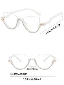 Lunettes de mode semi-rimless décorées de strass pour l'été, les vacances à la plage, l'extérieur et les voyages