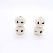 10入/袋20mm圓形笑臉木珠,天然木色珠子,適用於diy珠寶製作 - 原木色 - 查看 7