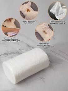 1/2/3 piezas de forros desechables suaves para pañales, aptos para uso diario de bebés - Blanco - Ver 3