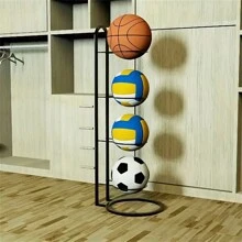 Black  Four Layer Ball Storage Rack, Basketball Display Rack, Portable Outdoor Ball Rack Bracket, Used For Basketball, Football, Volleyball - Black - View 1