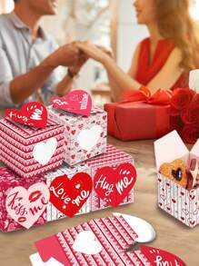 4 件裝 - 情人節擁抱愛鮮花糖果餅乾盒開窗禮盒適合浪漫珠光晚餐禮物送給妻子和女朋友 - 彩色 - 查看 3