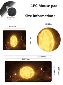 1pc Planet Pattern Anti-Skid Gaming Mouse Pad, 4 Sizes Available - Purple - View 4