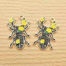 10pcs Flower Insect Charm For Jewelry Making Enamel Pendant Zinc Alloy Gold Plated - Multicolor - View 7