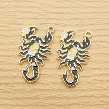 10pcs Flower Insect Charm For Jewelry Making Enamel Pendant Zinc Alloy Gold Plated - Multicolor - View 5