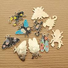 10pcs Flower Insect Charm For Jewelry Making Enamel Pendant Zinc Alloy Gold Plated - Multicolor - View 8