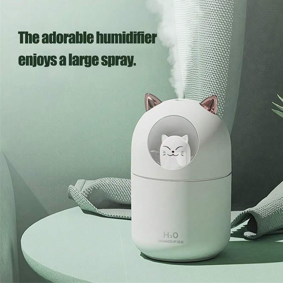 Cute Cat H2O Room Mist Spray - Portable Aromatherapy Essential Oil Diffuser And Humidifier For Car Air - 300ml - White - View 1
