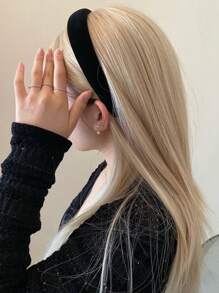 1 Băng đô nhung đen cho nữ có chèn đầu lâu cao và miếng bọt biển, Phụ kiện tóc đơn giản và thời trang để đeo hàng ngày, tắm rửa, trang điểm và ăn mặc, đi học, băng đô, vòng tóc - màu đen - Xem 3