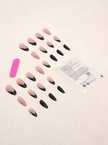 Werten Sie Ihren Look sofort auf mit 24 Stücke langen künstlichen Nägeln in Mandel-Nude mit 3D-Strassdekor, 1 Blatt Klebeband und 1 Nagelfeile zum Aufdrücken der Nägel. Nagelzubehör