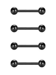CIZME 4Pcs/Set Nipple Rings Tongue Rings Stainless Steel 14G Straight Barbells Piercing Jewelry 12mm,14mm,16mm,18mm