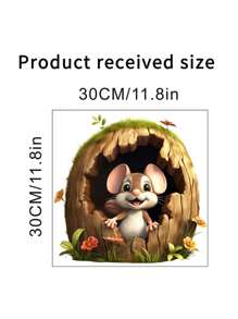 創意新設計 3d 老鼠洞樹樁斷孔自黏牆貼廁所/浴室裝飾 - 彩色 - 查看 2