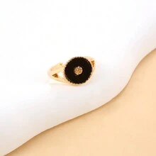 1pc Punk Style Vintage Gold-Color Open Ring For Men & Women, Jewelry Couple Accessory - Gold - View 9