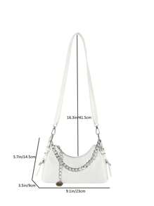 1 Chiếc Túi Đeo Chéo Đeo Vai Hot Girl Đa Năng Phong Cách Y2K Dây Xích PU - trắng - Xem 10