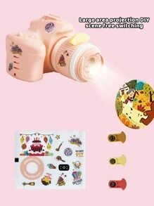 1對diy迷你塑料相機投影機閃光夜燈,附3張卡片和貼紙,兒童玩具生日派對禮物男女孩禮品袋物品回贈,完美的聖誕生日禮物兒童房裝飾（某些部件隨機發送） - 粉色 - 查看 5