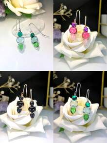 1pair Fashionable Elegant Colorful Resin Teardrop Earrings (Suitable For Women's Daily Wear) - Multicolor - View 12