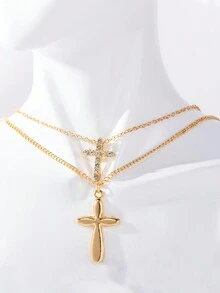 多層項鍊,適合日常佩戴、節日、禮物和 - 十字 - 查看 2